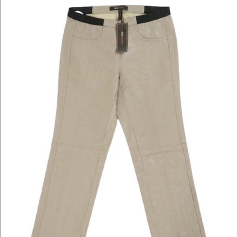 BCBGMAXAZRIA Taupe Faux Leather Pants